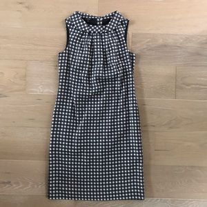 Talbots Silk Blend Navy White Vintage Style Sleeveless Midi Dress